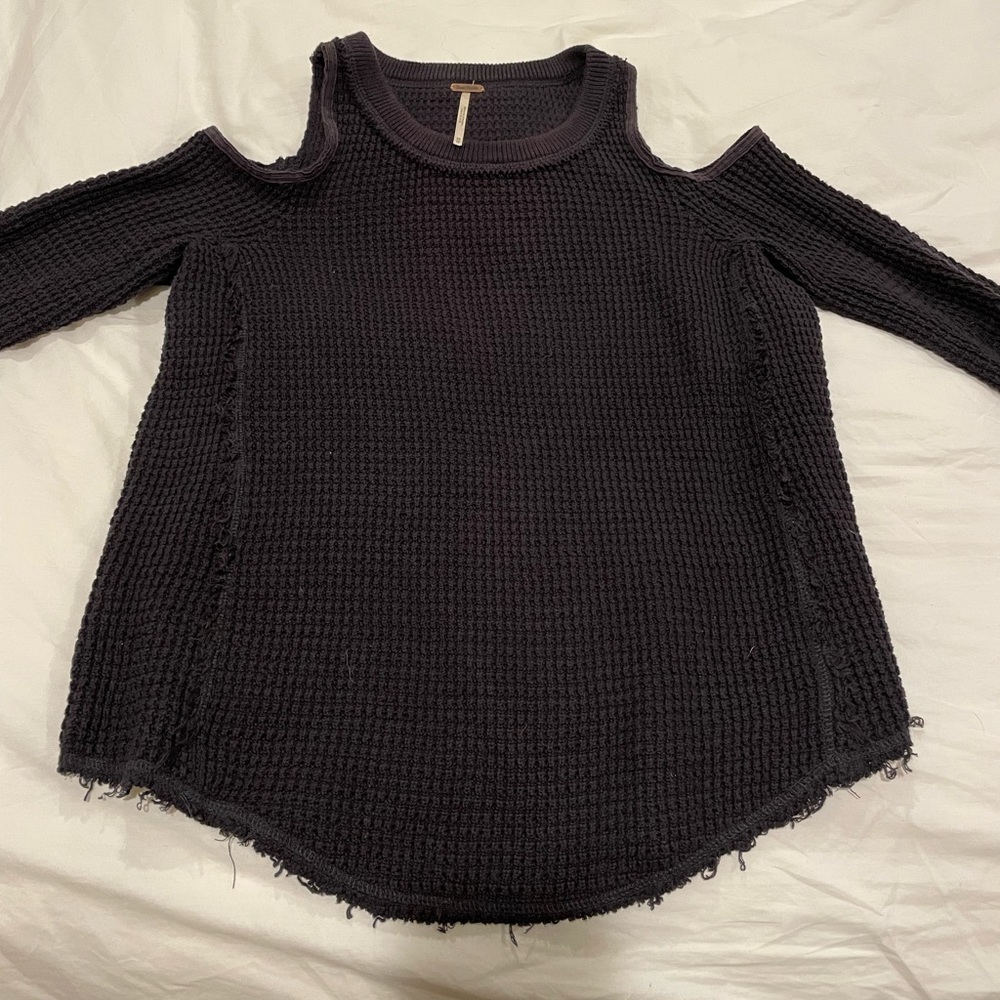 Free People open shoulder waffle knot top
